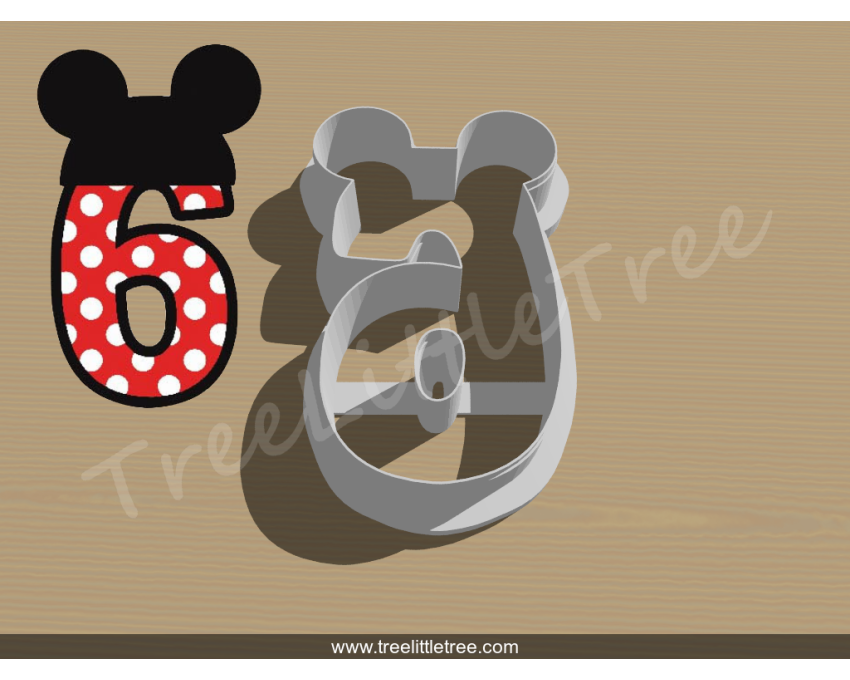 Mickey Number Six Cookie Cutter. Number Cookie Cutter