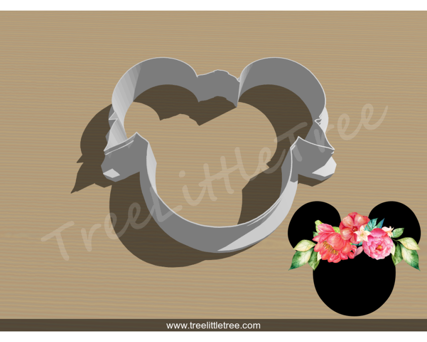 Floral Mickey Cookie Cutter. Cartoon Cookie Cutter. Disney Cookie Cutter