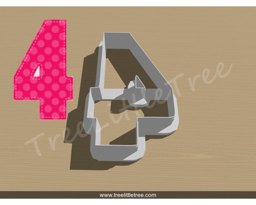 Happy Number Four Cookie Cutter. Number Cookie Cutter