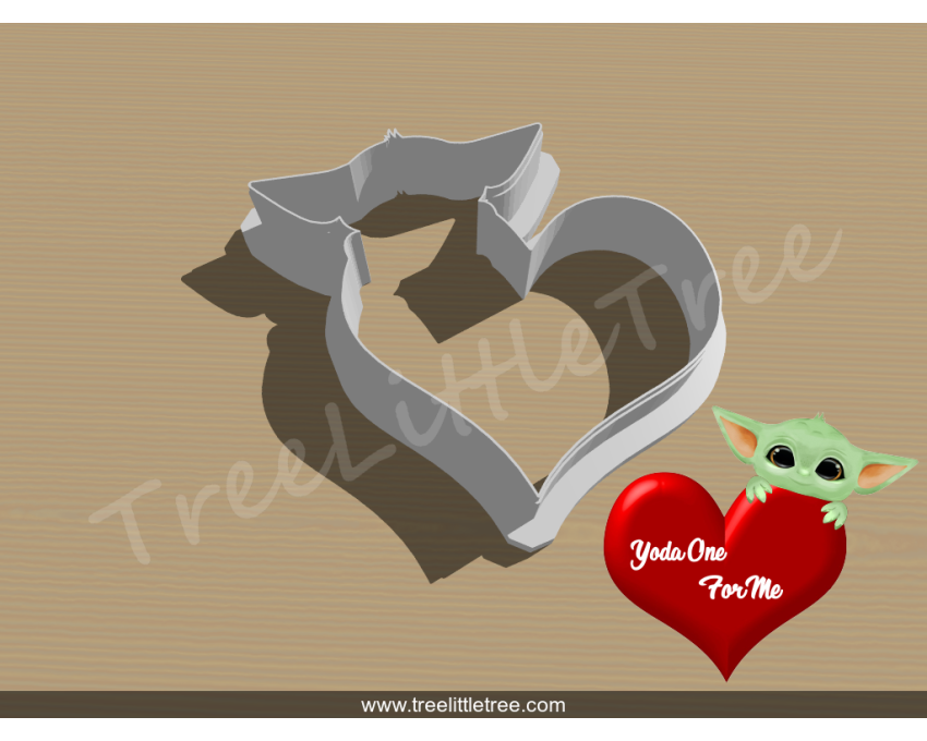 Yoda One For Me Cookie Cutter. Valentine's day Cookie Cutter. Star War Cookie Cutter