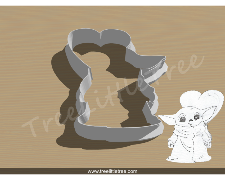 Baby Yoda WIth Heart Balloon Cookie Cutter. Star War Cookie Cutter. Valentine's Day Cookie Cutter