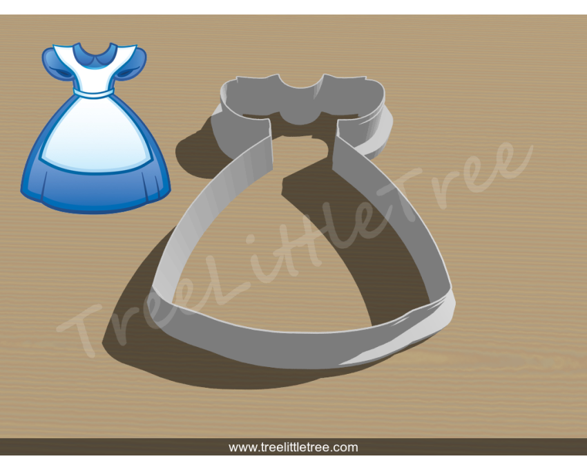 Alice's Dress Cookie Cutter. Alice in Wonderland Cookie Cutter