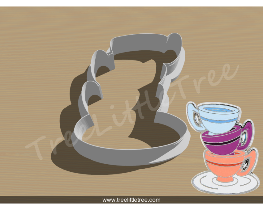 Stacked Teacup Cookie Cutter. Alice in Wonderland Cookie Cutter