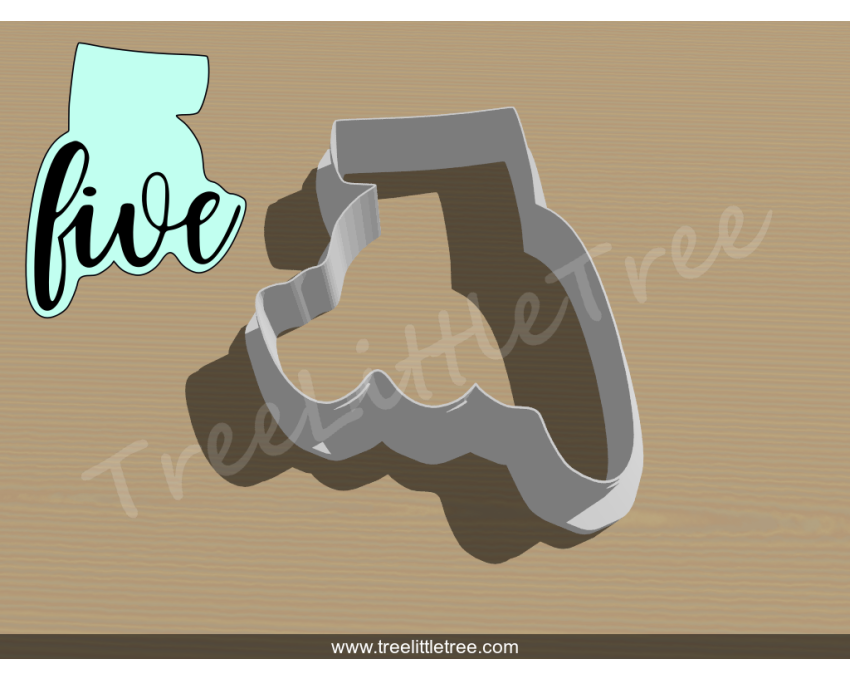 Lettered Number Five Cookie Cutter. Number Cookie Cutter
