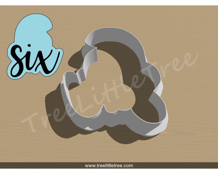 Lettered Number Six Cookie Cutter. Number Cookie Cutter