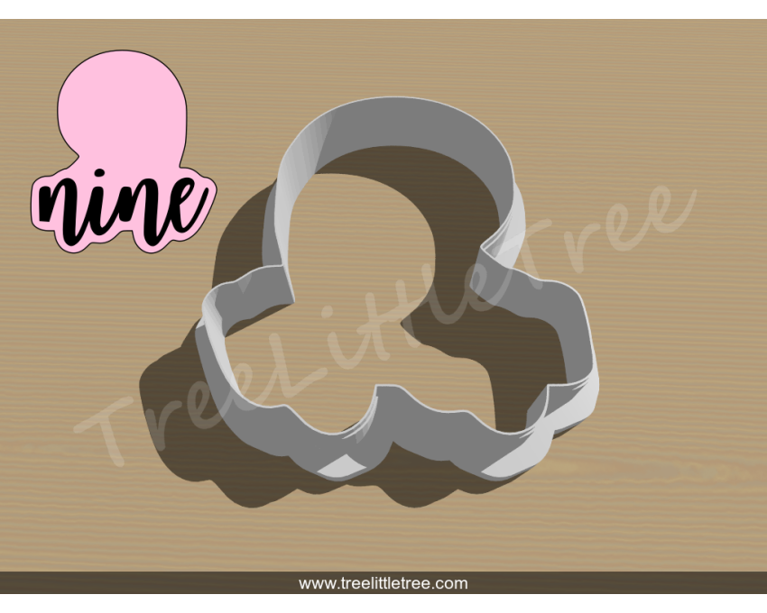 Lettered Number Nine Cookie Cutter. Number Cookie Cutter