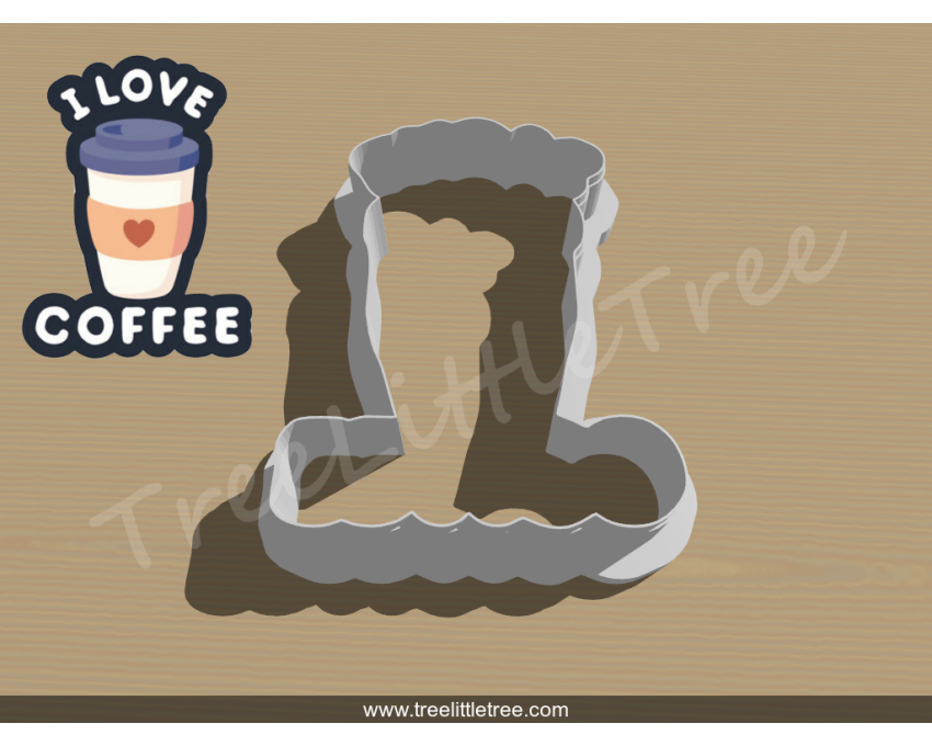 I Love Coffee Cookie Cutter. Coffee Cup Cookie Cutter. Food Cookie Cutter. 