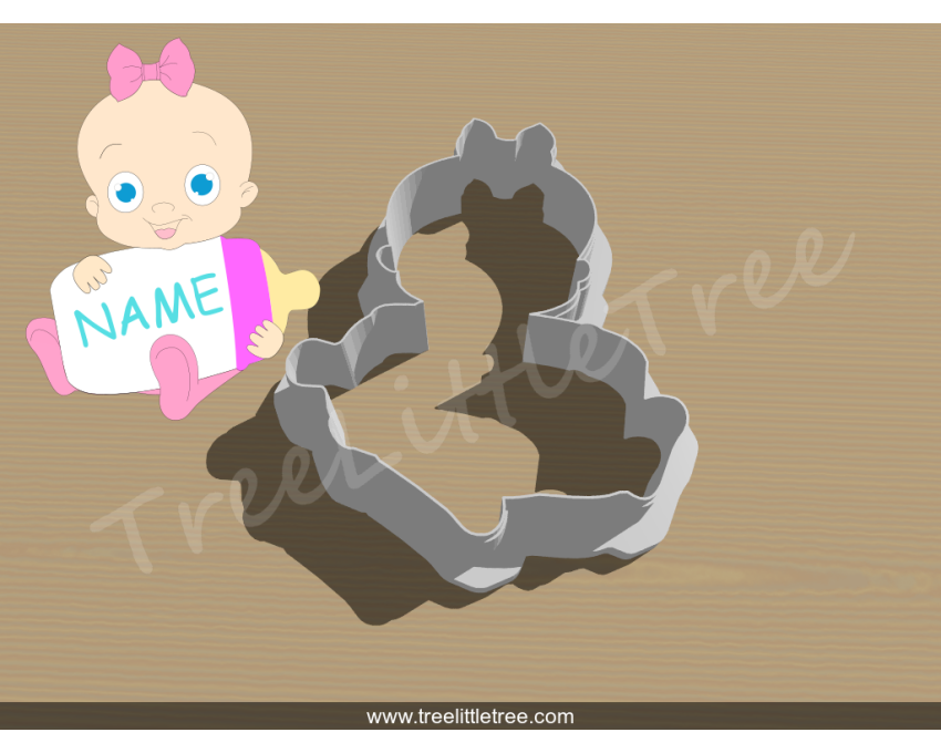 Baby with Milk Bottle Plaque Cookie Cutter. Baby Shower Cookie Cutter