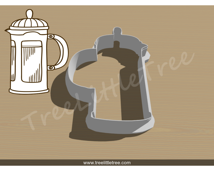 French Press Coffee Maker Cookie Cutter. Coffee Maker Cookie Cutter. Food Cookie Cutter. 