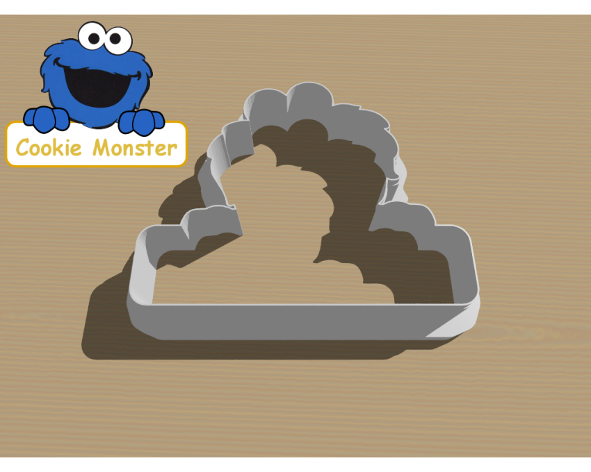 Cookie Monster with Sign Cookie Cutter. Cartoon Cookie Cutter. Sesame Street Cookie Cutter