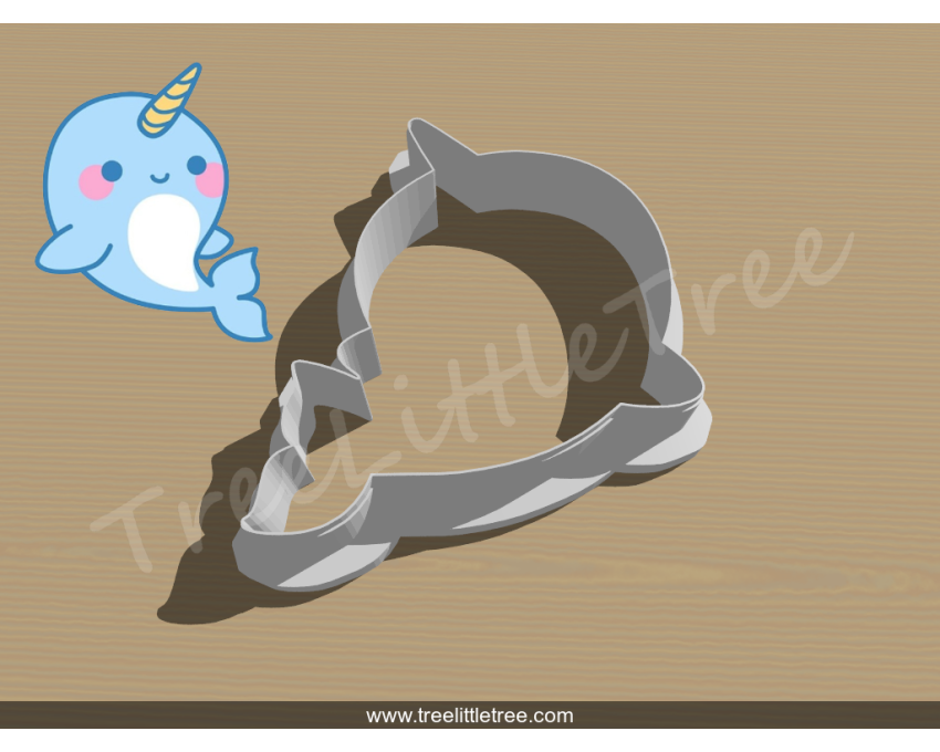Narwhal Style 2 Cookie Cutter.  Animal Cookie Cutter