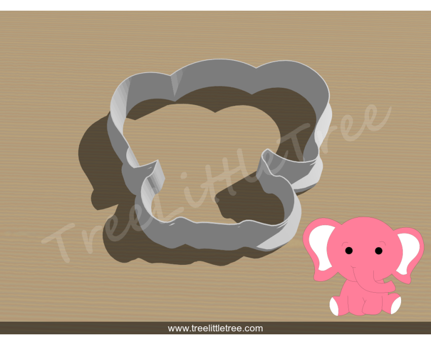 Sitting Elephant Cookie Cutter. Animal Cookie Cutter
