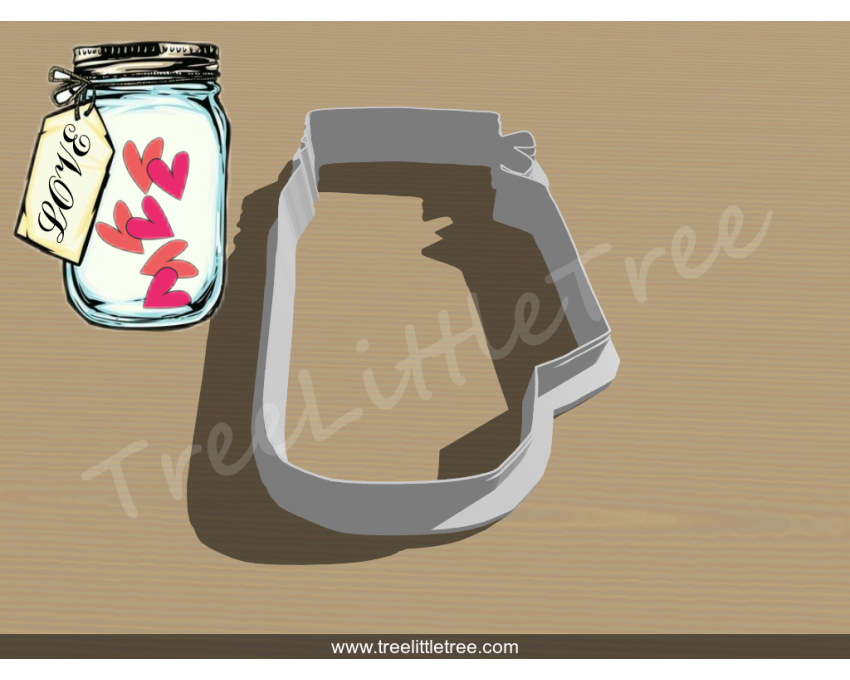 Mason Jar With Tag Cookie Cutter. Unique Cookie Cutter