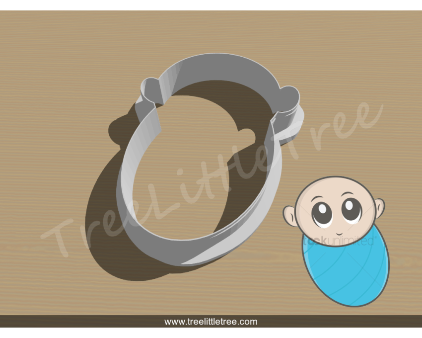 Baby Boy in Wrap Style1 Cookie Cutter. Baby Shower Cookie Cutter