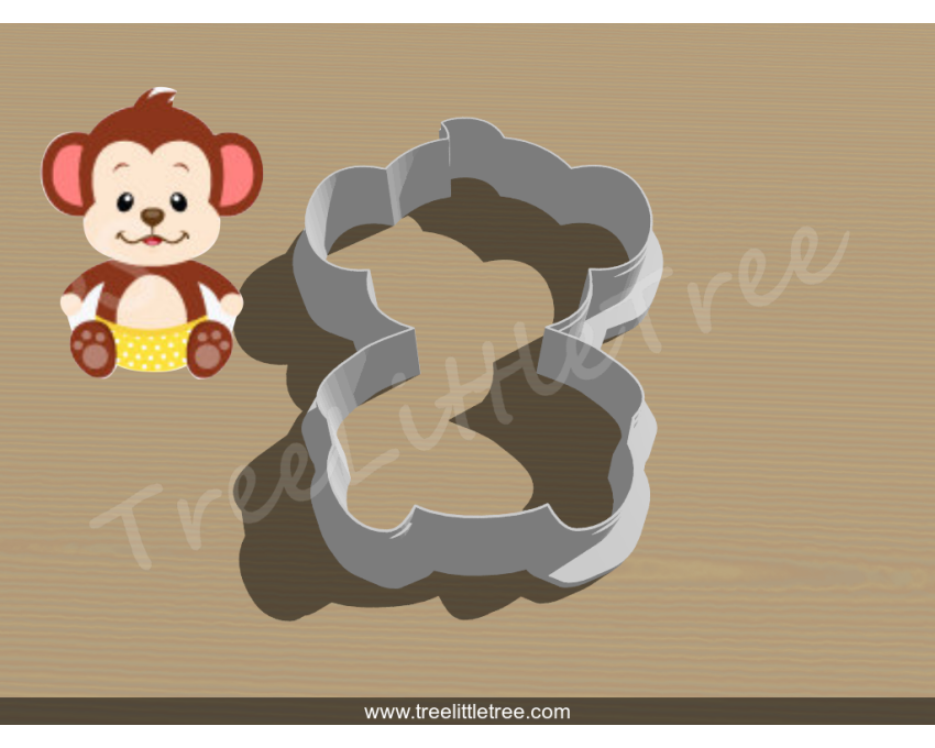 Baby Monkey Cookie Cutter. Baby Shower Cookie Cutter. Jungle Baby  Cookie Cutter