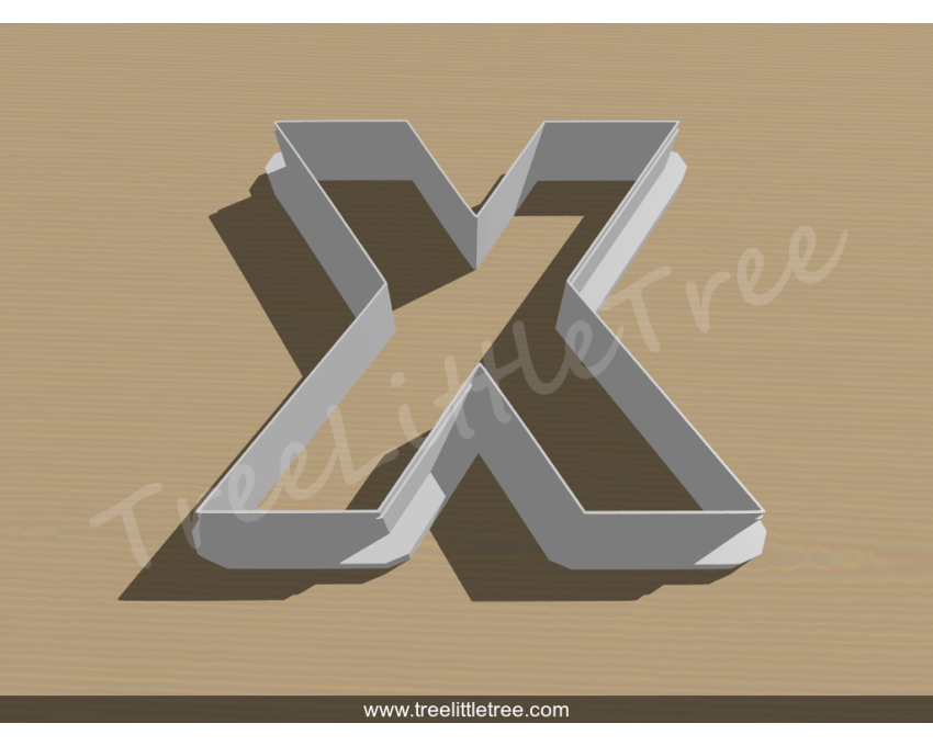Letter X Cookie Cutter. Alphabet Cookie Cutter