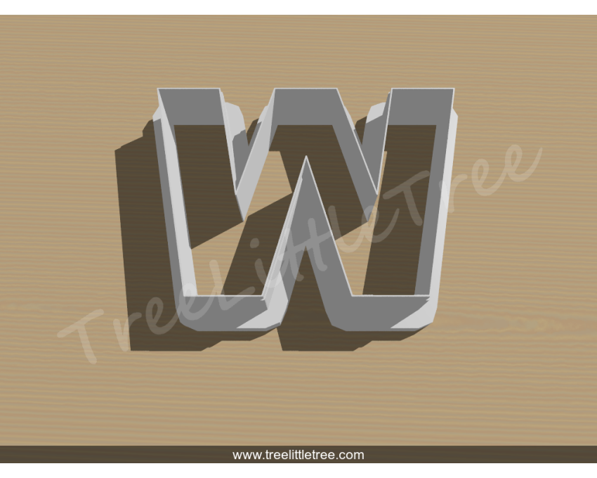 Letter W Cookie Cutter. Alphabet Cookie Cutter