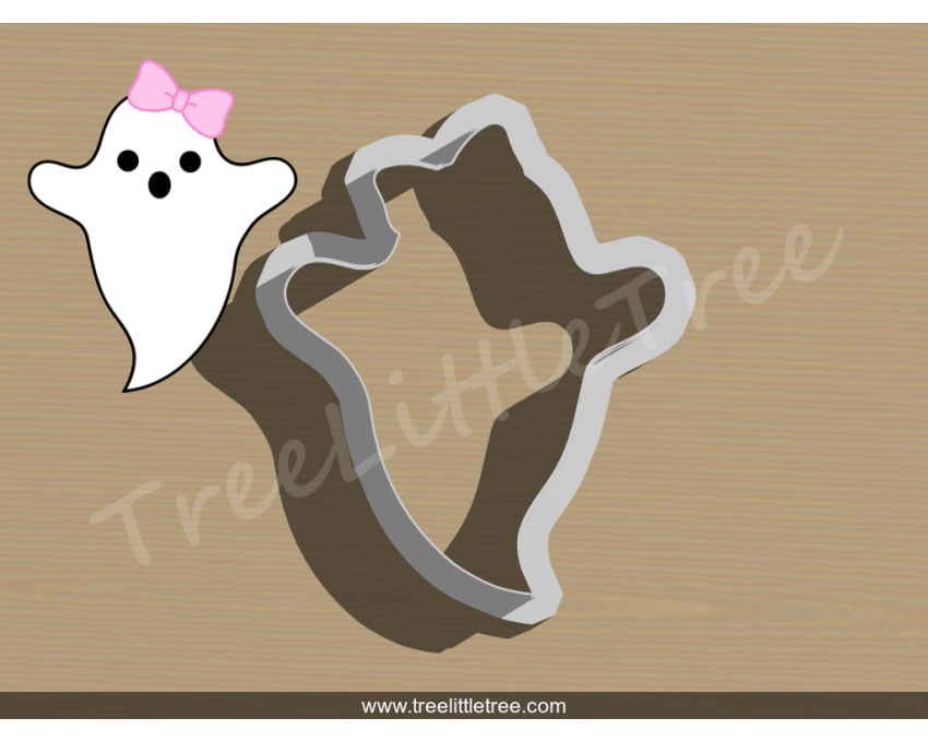 Boo with Bow Cookie Cutter. Halloween Cookie Cutter.