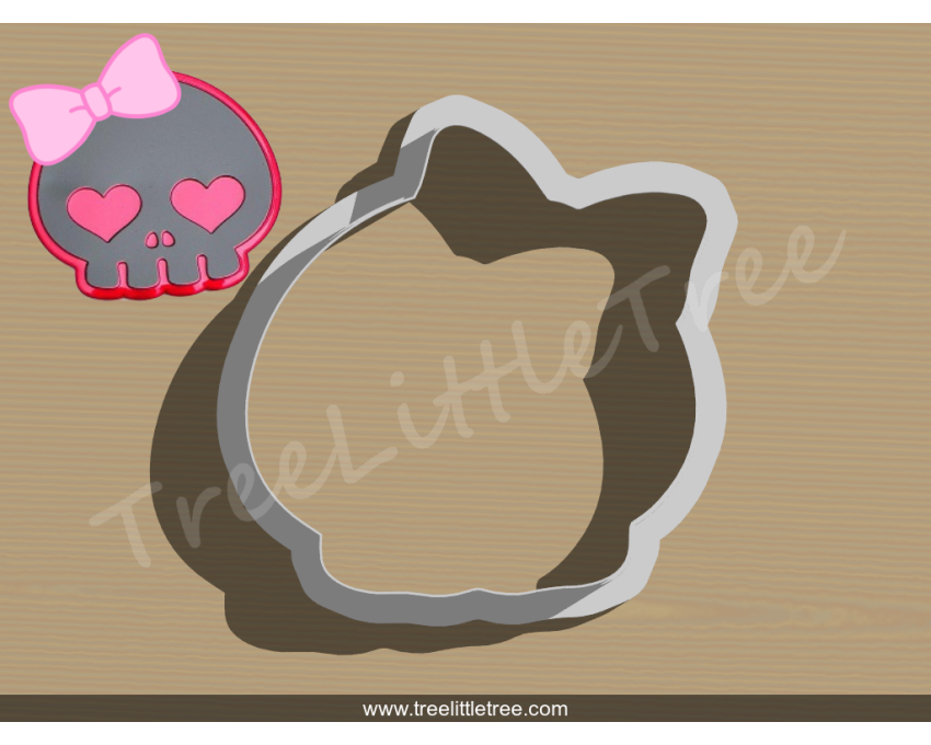 Skull with Bow Cookie Cutter. Halloween Cookie Cutter.