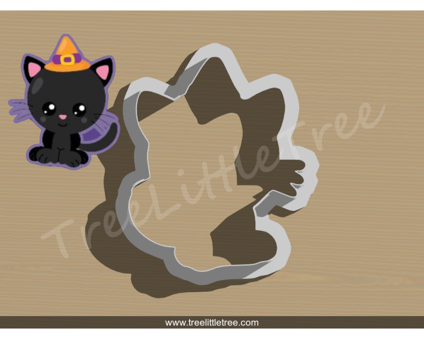 Witch Cat Cookie Cutter. Halloween Cookie Cutter.