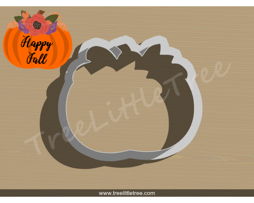 Floral Pumpkin Cookie Cutter. Fall Season Cookie Cutter. Thanksgiving Cookie Cutter