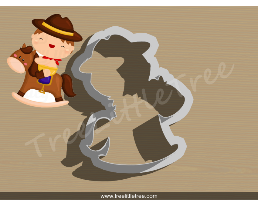 Riding Cowboy Baby Cookie Cutter. Baby Shower Cookie Cutter. Cowboy Baby Cookie Cutter