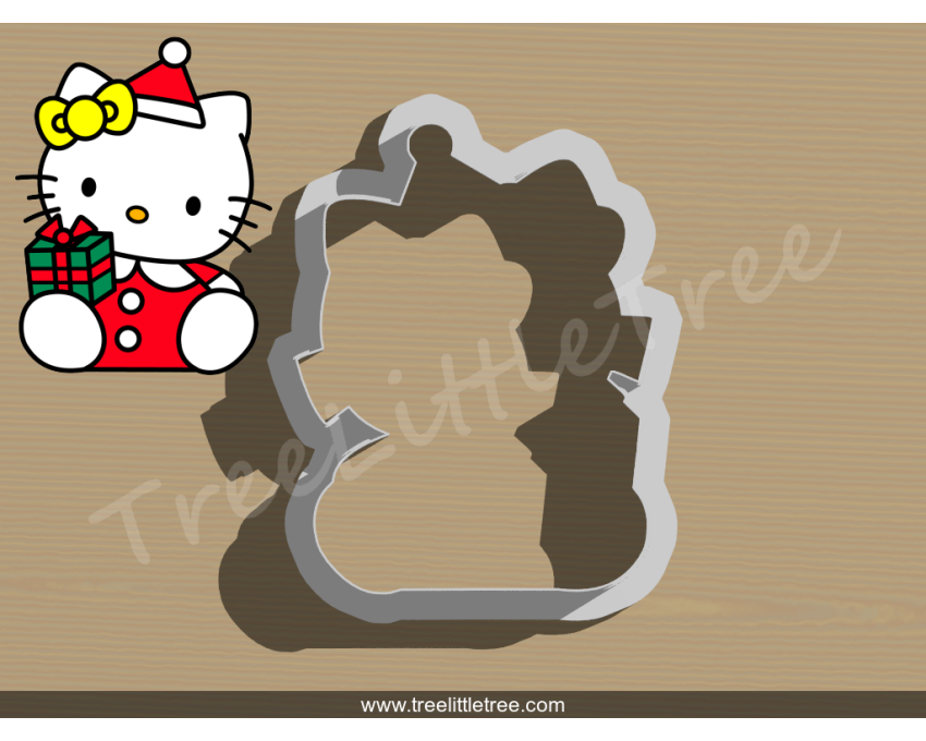 Christmas Hello Kitty Style 1 Cookie Cutter. Christmas Cookie Cutter.  Cartoon Cookie Cutter