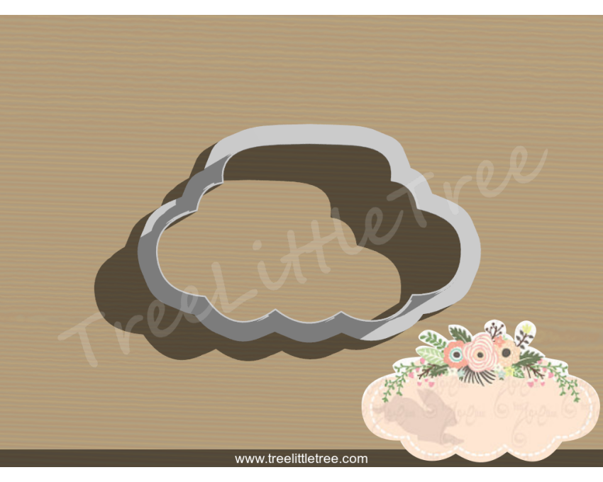 Floral Plaque Cookie Cutter. Unique Cookie Cutter. 