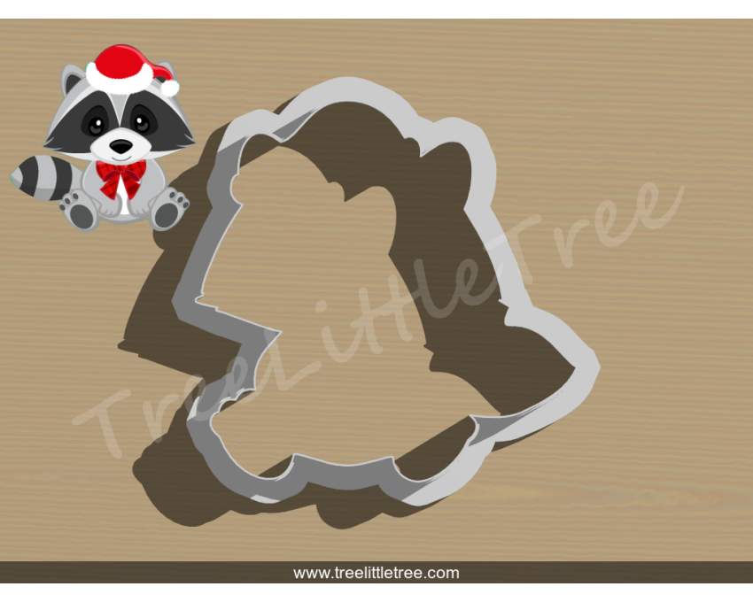 Christmas Raccoon Cookie Cutter. Christmas Cookie Cutter.  Animal Cookie Cutter