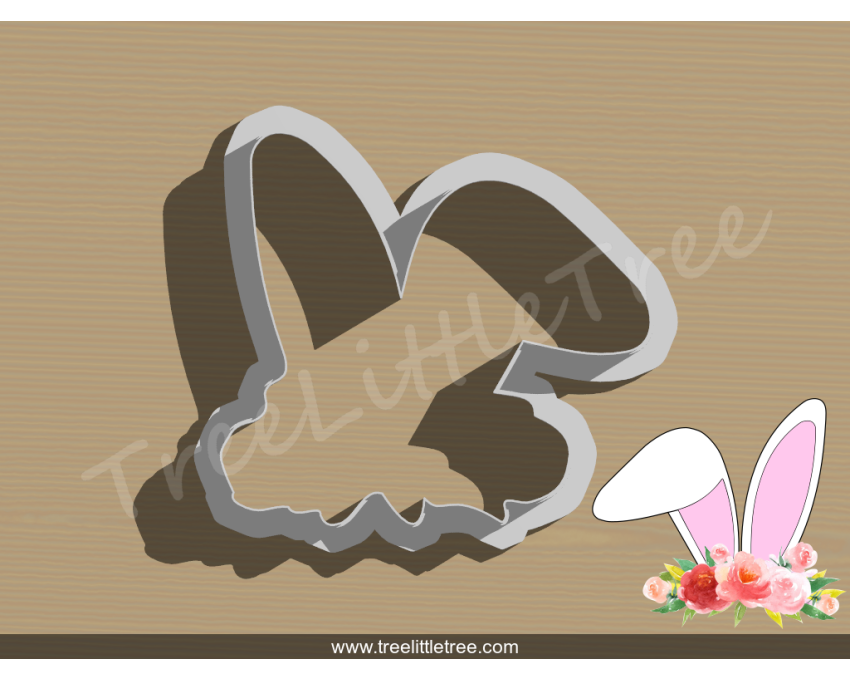Floral Bunny Ear Cookie Cutter. Easter Cookie Cutter