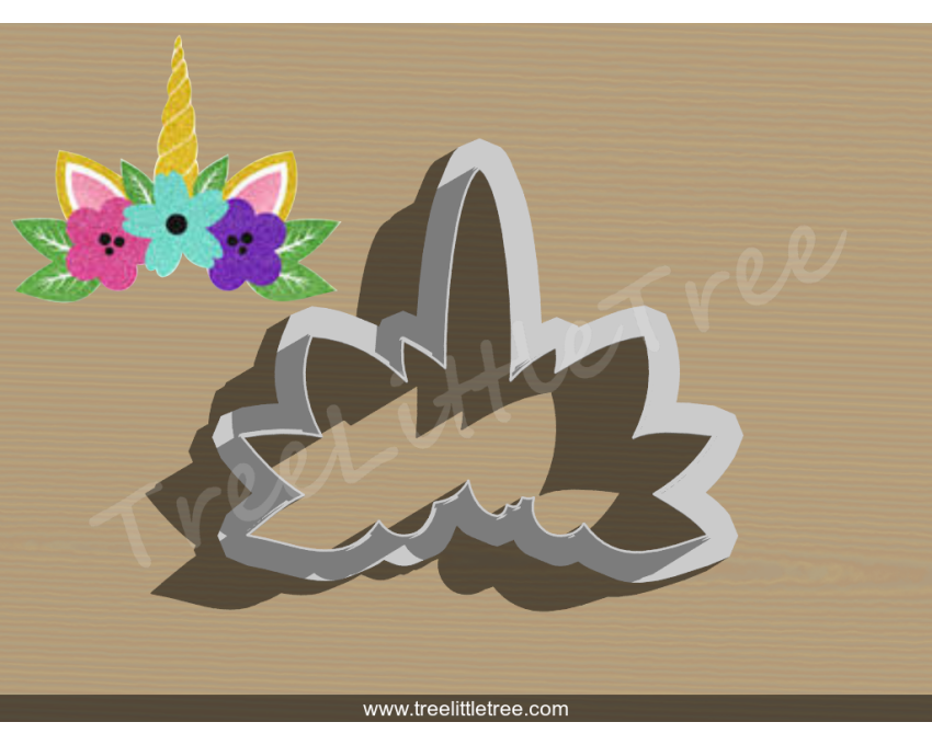 Floral Unicorn Style 2 Cookie Cutter. Unicorn Cookie Cutter