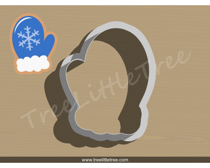 Mitten Style 2  Cookie Cutter. Christmas Cookie Cutter