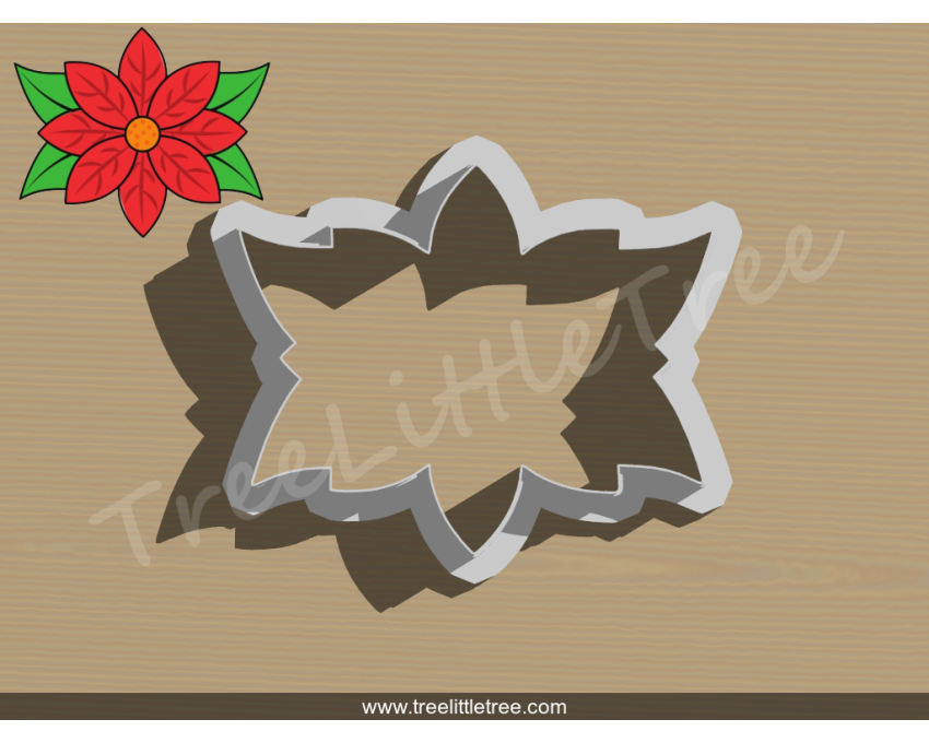 Christmas Poinsettia Style 2 Cookie Cutter. Christmas Cookie Cutter. 