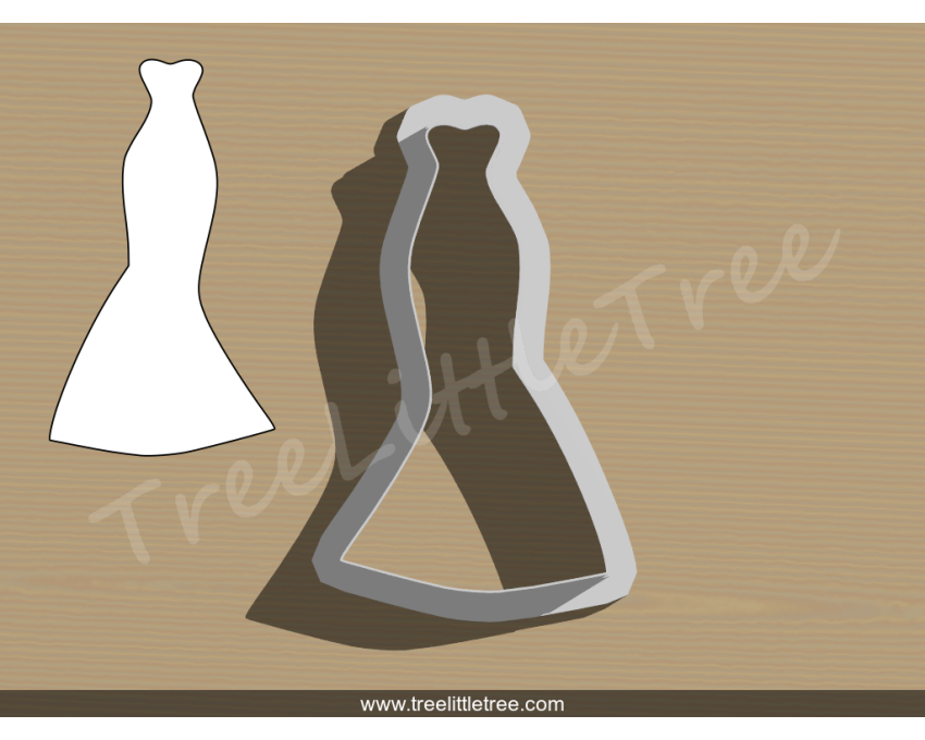 Wedding Dress Style 2 Cookie Cutter. Wedding Cookie Cutter