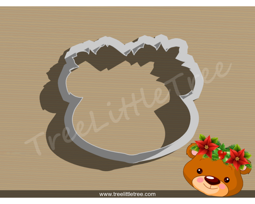Beary Christmas Style 2 Cookie Cutter. Christmas Cookie Cutter.  Animal Cookie Cutter