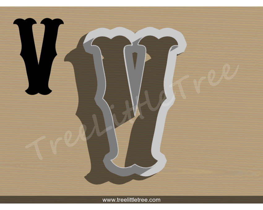 Carnival Letter V Cookie Cutter. Alphabet Cookie Cutter