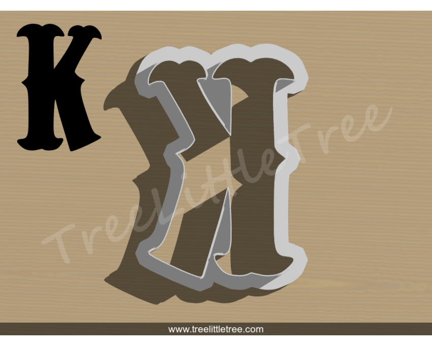 Carnival Letter K Cookie Cutter. Alphabet Cookie Cutter