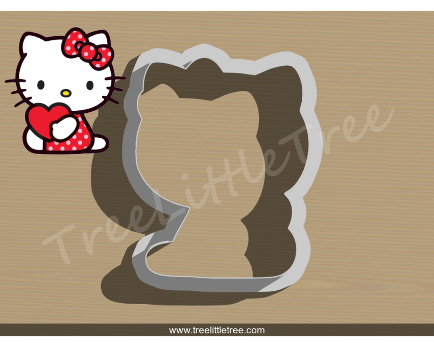 Hello Kitty with Heart Cookie Cutter. Valentine's day Cookie Cutter. Hello Kitty Cookie Cutter