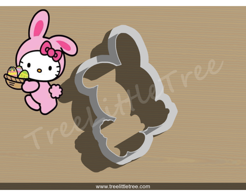 Hello Kitty in Bunny Costume Cookie Cutter. Easter Cookie Cutter. Hello Kitty Cookie Cutter
