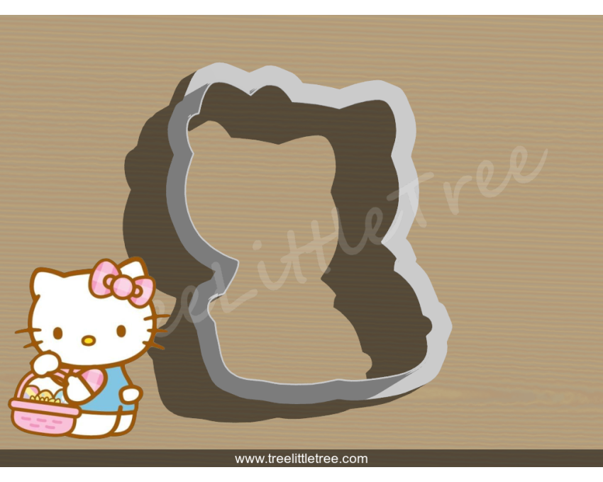 Hello Kitty with Easter Egg Basket Cookie Cutter. Easter Cookie Cutter. Hello Kitty Cookie Cutter
