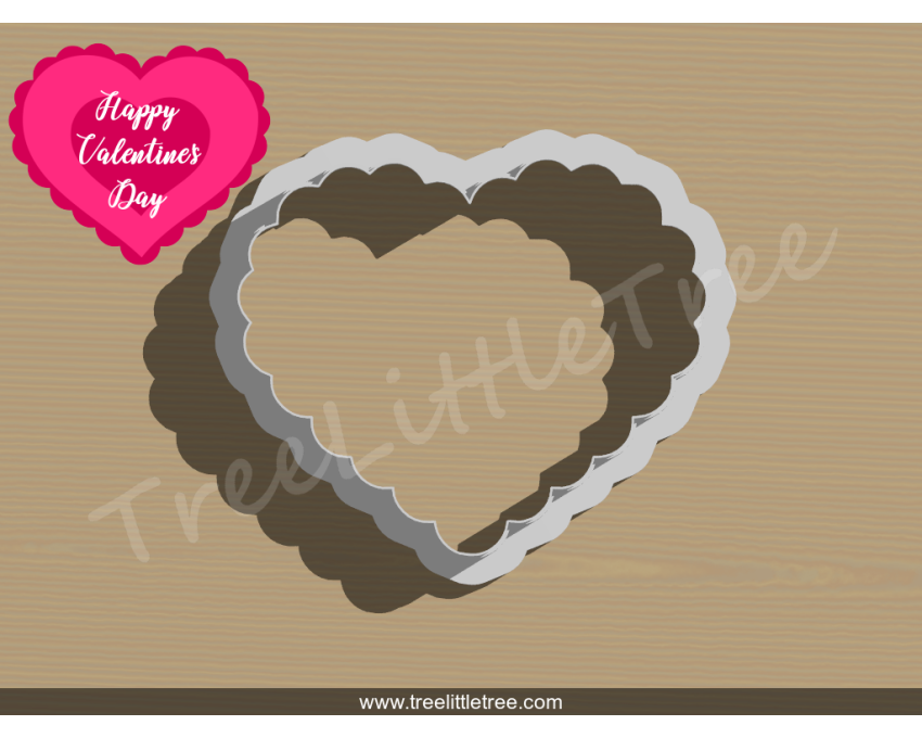 Scalloped Heart Cookie Cutter. Valentine's day Cookie Cutter