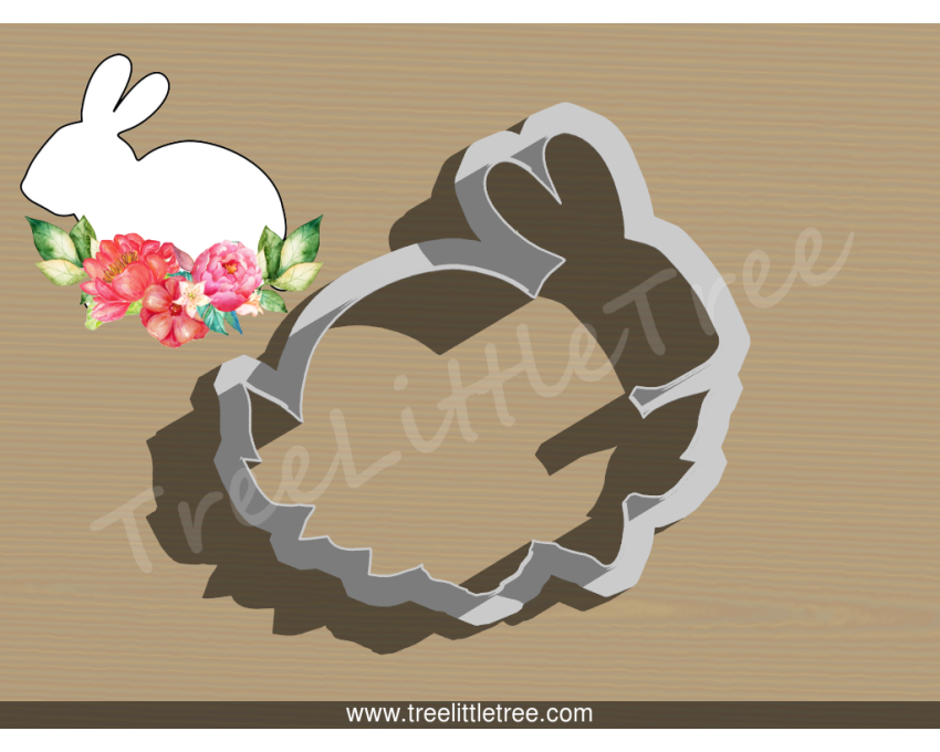 Bunny On Flower Cookie Cutter. Easter Cookie Cutter
