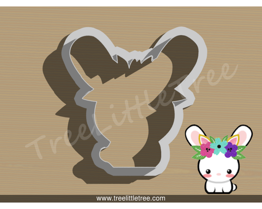 Floral Cute Bunny Cookie Cutter. Easter Cookie Cutter. Animal Cookie Cutter