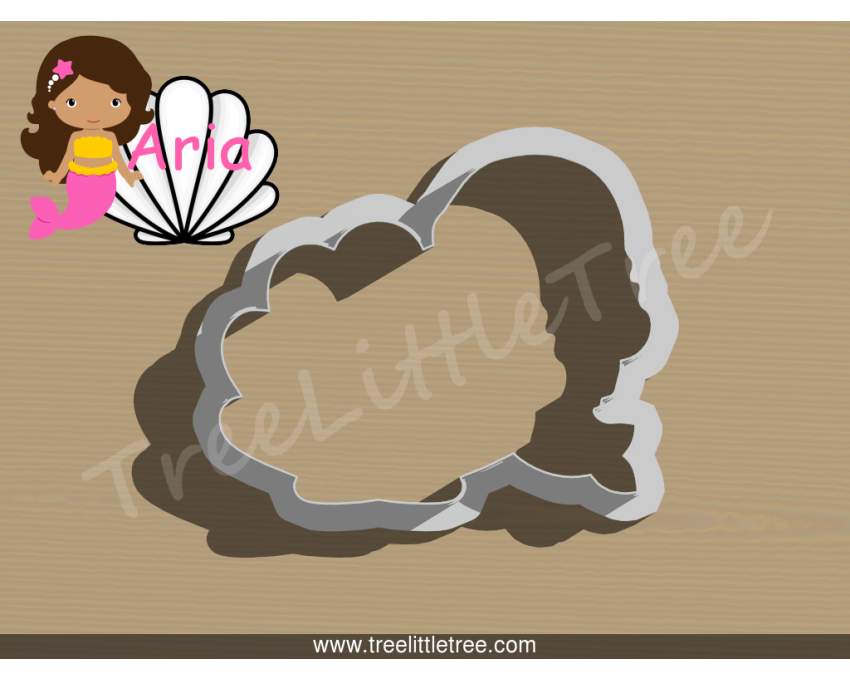 Mermaid with Shell Plaque Cookie Cutter. Mermaid Cookie Cutter. Plaque Cookie Cutter