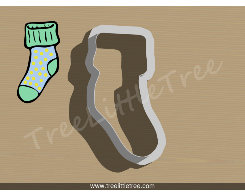 Sock Style 1 Cookie Cutter. Unique Cookie Cutter