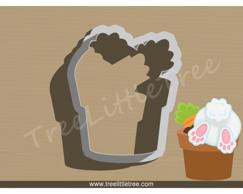 Bunny in Carrot Pot Cookie Cutter. Easter Cookie Cutter. Animal Cookie Cutter