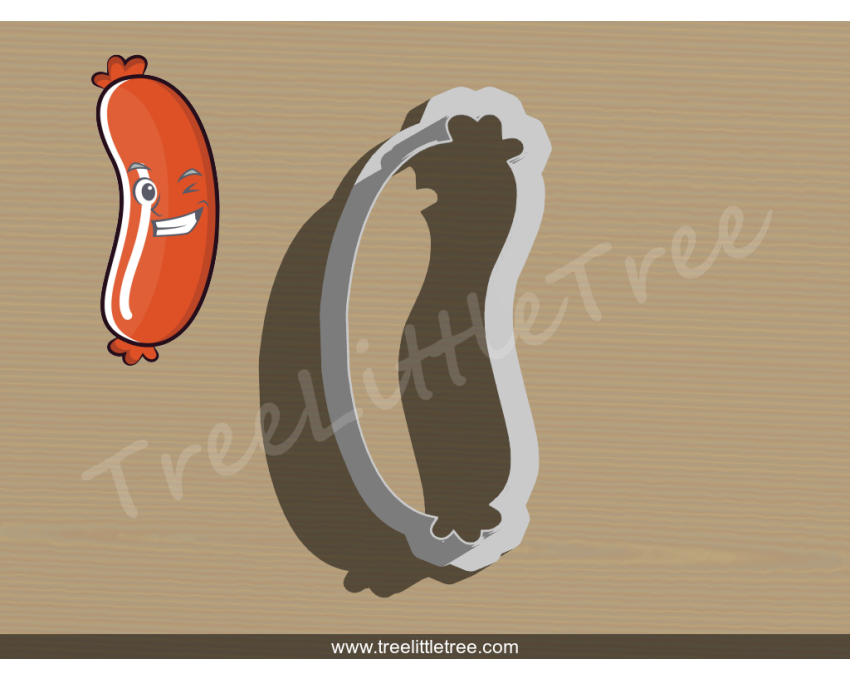 BBQ Sausage Cookie Cutter. Summer Season Cookie Cutter. BBQ Cookie Cutter