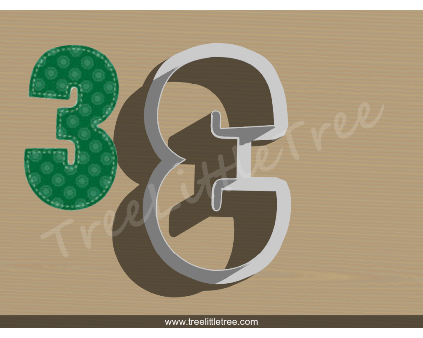 Happy Number Three Cookie Cutter. Number Cookie Cutter