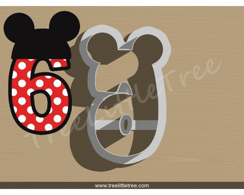 Mickey Number Six Cookie Cutter. Number Cookie Cutter