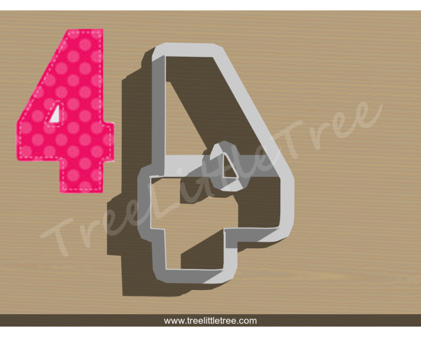 Happy Number Four Cookie Cutter. Number Cookie Cutter